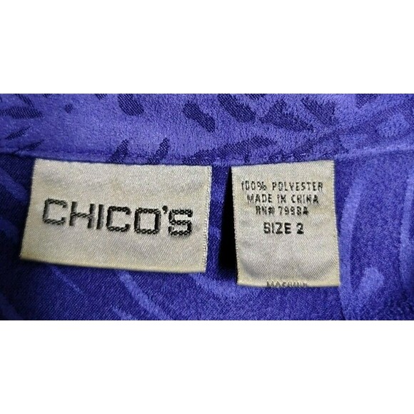 Chico's Zip Blouse Size 2 US L Long Sleeve Pocket Collar - Picture 2 of 6